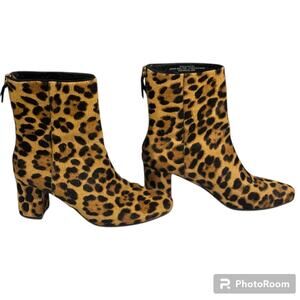 J Crew leopard print calf hair ankle willow boots 6.5